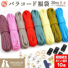 【買い回りポイント最大10倍キャンペーン開催中！】福袋 新色 パラコード 4mm 30m パラシュートコード テントロープ ガイドロープ 手芸 7芯 プレゼント キット ハンドメイド ブレスレット 犬 リード キャンプ用品 セット ひも アウトドア アクセサリーパーツ
