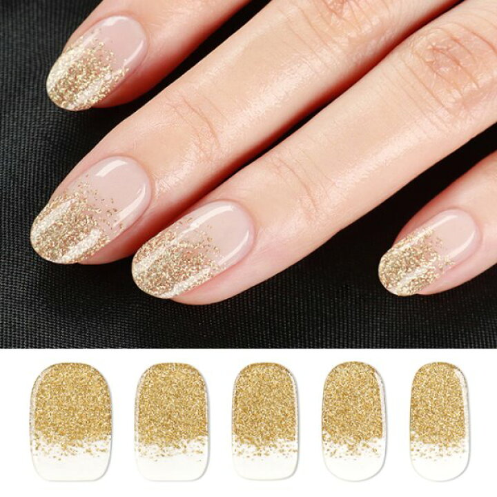 楽天市場 お買い物マラソン Sale ジェルネイルシール 貼る 硬化 ネイルシール ドレスに合う ジェルネイル ゴールドグラデーション セット シンプル ビジュー ナチュラルスキンカラー ラメ オフィス セルフネイル おうちネイル ネイルシート ネイルステッカー