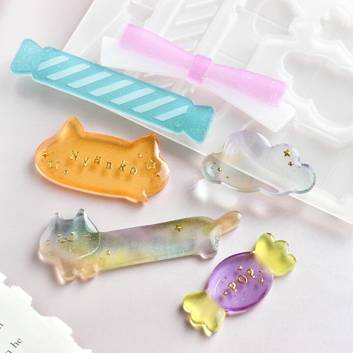 楽天市場】【ヘアクリップモールド】ヘアクリップ キャンディ ネコ  