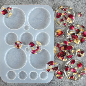 【円 モールド】丸 シリコンモールド 平面 複数サイズ レジン UVレジン LEDレジン 粘土型 シリコン型 レジン プレート 名札 ネームタグ シンプル キーホルダー ハンドメイド アクセサリー 幾