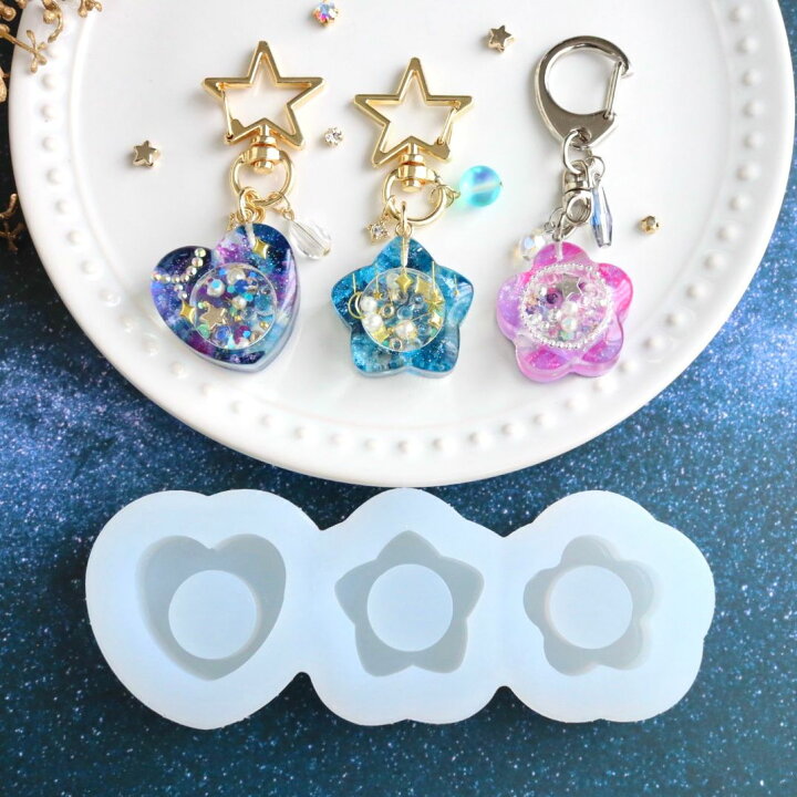 楽天市場】【3連 モールド】シリコンモールド ハート 星 花 3連 ミニ 