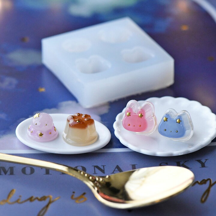 楽天市場】【レジン型・モールド】プリン 肉球 うさぎ ねこ 大小2個  