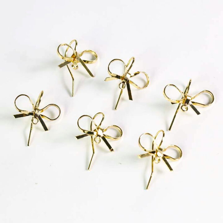 楽天市場】フックピアス リボン カン付き 14×17mm（6ヶ） アクセサリー 