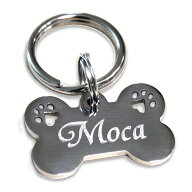 【楽天1位】 迷子札 小型 犬 ステンレス ボーンタイプ (肉球 切抜タイプ)(25-16mm) 3色展開 ペット ドッ…