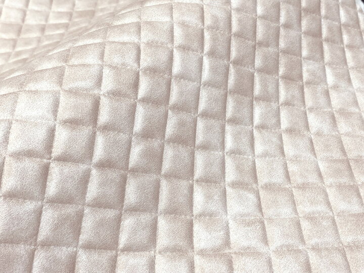 合皮レザー生地 エンボス 光沢キルト調 ダイヤ柄 ベージュ QUILT-01 レザー生地販売 布百選