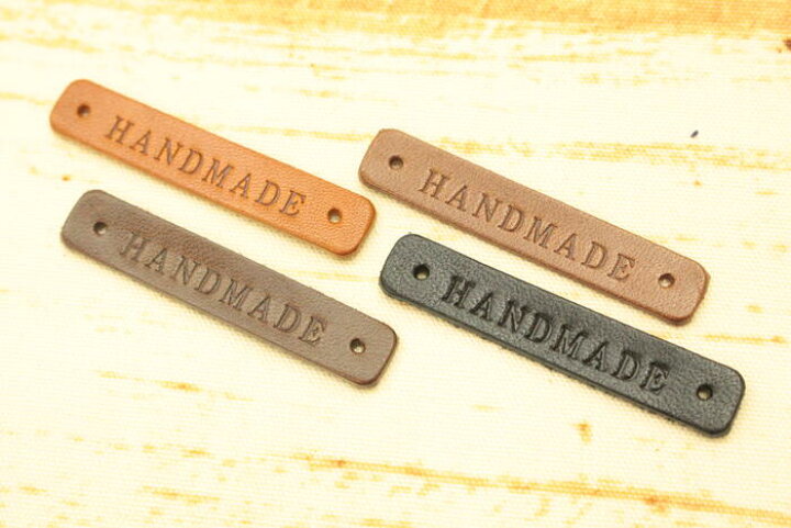 楽天市場】本革タグ「HANDMADE」カシメ付き 4枚入り 【ハンドメイド 