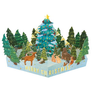 【クリスマス】 グリーティングライフ クリスマスツリーポップアップカード EC−29 森