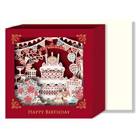 リーフワークカンパニー　バースデーカード　レーザーカットボックス　ケーキ　51－053│カード・メッセージカード　バースデー・誕生日カード