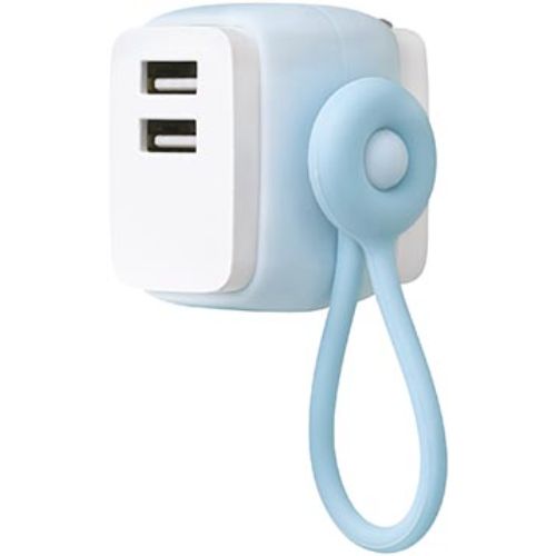 ソニック　USB充電器　USB−A×2　ケーブルリング付　ユートリムエル　UL−6925−LB　ライトブルー│スマホアクセサリー・携帯アクセサリー　モバイルバッテリー・携帯充電器