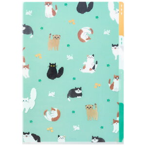 ミドリ(MIDORI) 3ポケットホルダー A4 35479 ネコ柄A