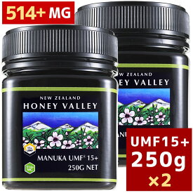 あす楽対応[マヌカハニー][アクティブマヌカハニーUMF 15+ 250g MGO514〜828相当]★2個セット天然蜂蜜/はちみつハニーバレー(100% Pure New Zealand Honey)[HLS_DU][RCP]