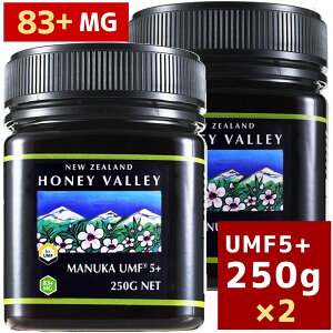 [マヌカハニー][アクティブ マヌカハニー UMF5+ 250g MGO83〜262相当]★2個セット 無農薬・無添加ニュージーランド天然蜂蜜/はちみつ/ハチミツ ハニーバレー（100% Pure New Zealand Honey)[HLS_DU][RCP]