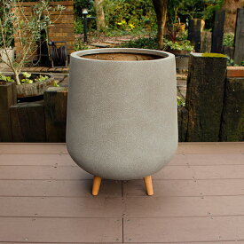 植木鉢 カバー ファイバークレイ 丸型 背高 ロータイプ脚付き 45×56