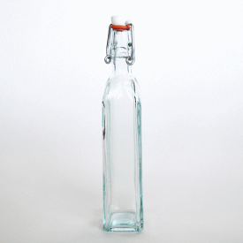 スイングボトル ガラスボトル / エコガラスボトル スイングトップ式 四角柱 小 容量:120cc 5850495 送料別 通常配送 / ガラス瓶 ガラス 瓶 ふた付き 蓋付 リサイクルガラス