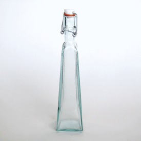 スイングボトル ガラスボトル / エコガラスボトル スイングトップ式 四角すい 大 容量:300cc 5850541 送料別 通常配送 / ガラス瓶 ガラス 瓶 ふた付き 蓋付 リサイクルガラス