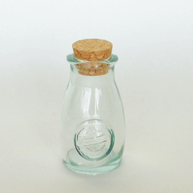 ガラス瓶 蓋付 / エコガラスボトル コルク栓 ロゴ 小 容量:約100ml 5850460 送料別 ※送料は配送料金表をご確認下さい（下記は9個までの送料となります）