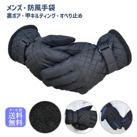手袋 防寒 防風 メンズ 秋冬 すべり止め 裏ボア 甲キルティング 2サイズ 全2色