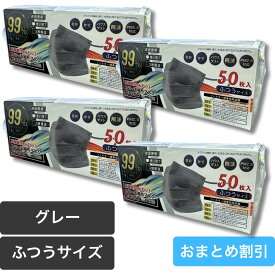HIRO 不織布マスク グレー 50枚入 | ふつうサイズ 99%カット 3層構造 使い捨てマスク 花粉 風邪 ハウスダスト 飛沫 PM2.5 高性能 非医療用 男女兼用 使い捨て gray color おしゃれ 洋服 ヒロコーポレーション