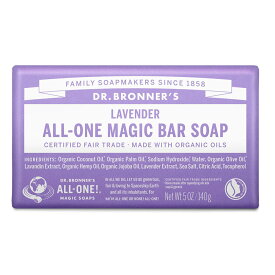 Dr.Bronner's ドクターブロナー マジックソープバー オーガニック 固形せっけん LA (ラベンダー) 25010500 | オールインワンソープ オリーブ油 ホホバオイル 保湿成分 香り ハンドメイドソープ スキンケア バスアイテム ボディウォッシュ フェイスケア