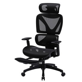 IRIS OHYAMA アイリスオーヤマ リクライニング ワークチェア ブラック RWC-520 | チェア オフィスチェア 椅子 イス ハイバック アームレスト ヘッドレスト フットレスト メッシュ デスクチェア