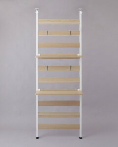 アイリスオーヤマ 突っ張り棚 壁面 ウォールラック 可動棚×2 天井201.4~255.6cm対応 フック4個付き 専用スパナ付き ホワイト WLR-T66 IRIS OHYAMA