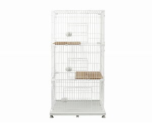 アイリスオーヤマ キャットケージ 3段 キャスター付 幅約93×奥行約63×高さ約178 簡単組み立て 猫用 ネコ ねこ ペットケージ ライトナチュラル PEC-903V IRIS OHYAMA