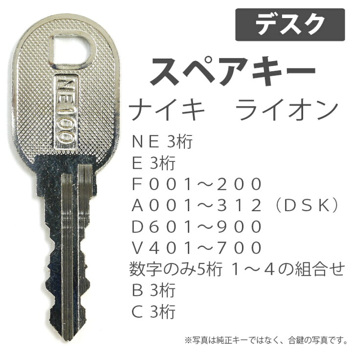 楽天市場】合鍵 スペアキー製作 机 デスク用 ナイキ（NAIKI） ライオン 