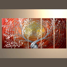 【現代アート工房】 メタルアート 現代絵画 インテリア 絵画 壁掛け 立体感のあるモダンアート ハンドメイド作品 ナチュラルライン 木A 2FMA-443 30×80cm-5
