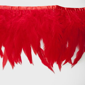 フェザーテープ（赤）【羽 150本 赤い羽根 ラテンドレス 社交ダンス ソシアルダンス ダンス衣装　情熱の赤 インディアン風 ネイティブアメリカン ダンサー　デコレーションにどうぞ】10-15cm
