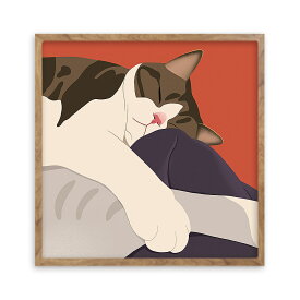 阪画屋 アートパネル アートボード ポスター 玄関 壁画 壁掛け 壁飾り 部屋飾り 飾り絵 絵 絵画 油絵 ソファの背景画 インテリア 現代 モダン フレーム 額付き 木枠付きの完成品 木目調 キャンバス 猫 ネコ ペット アニマル 動物 プレゼント ギフト ほのぼの系 猫