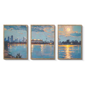 阪画屋 アートパネル アートボード ポスター 玄関 壁画 壁掛け 壁飾り 部屋飾り 飾り絵 絵 絵画 油絵 ソファの背景画 インテリア 現代 モダン フレーム 額付き 木枠付きの完成品 木目調 キャンバス 風水 風景画 プレゼント ギフト 風景三奏
