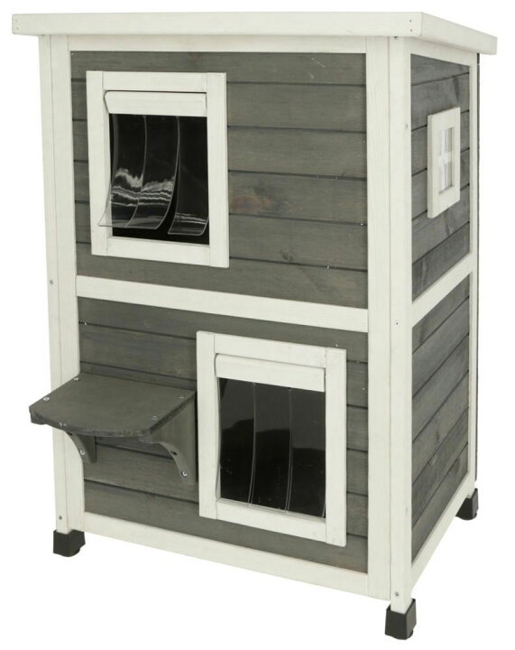 楽天市場 再入荷しました ドイツkerbl キャットハウス ドイツkerbl 2階建てキャットハウス ファミリー 保護猫 屋外 木製キャットハウス 猫小屋 おすすめ Hangon