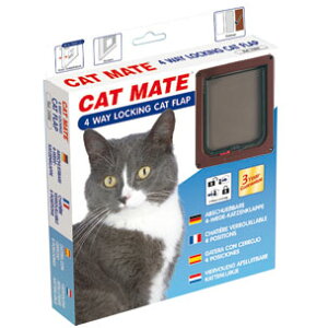 【PET-MATE】CATMATE 4WAYロッキングキャットドア ブラウン キャット フラップ【猫 ペットドア ハウス お出かけ】
