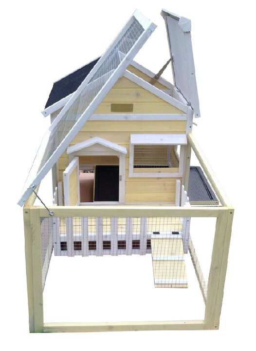 楽天市場 Advantek 海外のログハウス風のうさぎ小屋です アメリカアドバンテック ラビットケージ ザ ホワイトピケットフェンスラビットハッチ イエロー うさぎ ラビット フェレット ハムスター バード 鳥ケージ 小動物 学校 幼稚園 Hangon