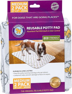 2枚セット!【PoochPad】移動やトイレトレーニングや寝たきりの老犬介護時に!くりかえし洗って使えるトイレシーツ!プーチパッド Mサイズ ホワイト 2枚セット