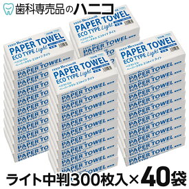 ペーパータオル エコタイプ ライト 中判 300枚入 × 40袋 ベクストミル 紙タオル 手拭き 大容量 まとめ買い 業務用 家庭用 家庭兼用 ハンド タオル 当社製品 CP3