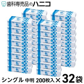 ペーパータオル NEW ECO シングル 中判 200枚入 × 32袋 1ケース 紙タオル 手拭き 大容量 まとめ買い 業務用 家庭用 家庭兼用 ハンド タオル 当社製品