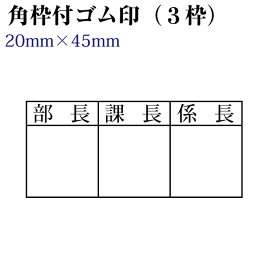 回覧 角枠付ゴム印 15mm×3枠 20×45mm 枠付きゴム印 オーダー 決裁用 ハンコ はんこ ゴム印