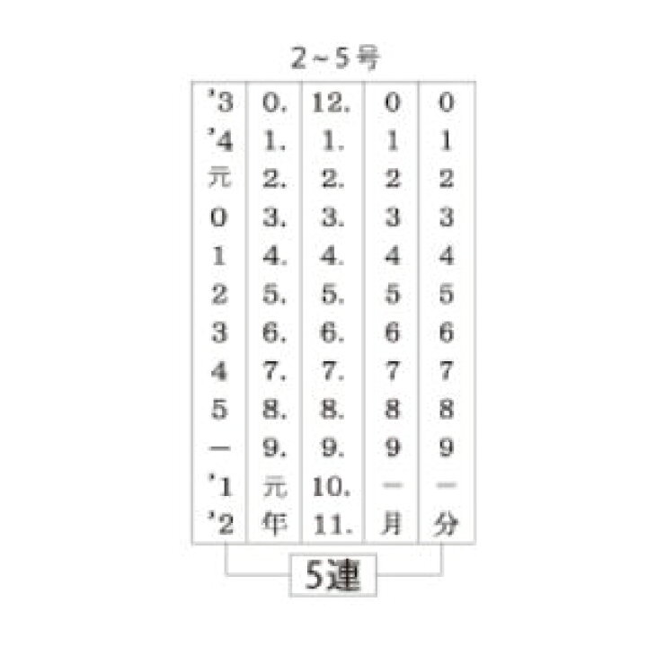 テクノタッチ回転印 欧文日付(明朝体) 5連 年号2連式 3号 TKA-D03 通販 テクノタッチ回転印 特殊日付 飛日付 明朝体 3号 TK-TD3