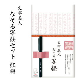 文字美人 なぞる写経セット [紅梅] SQ62 写経 書道 習字［送料無料］| 筆ペン 初心者 入門 般若心経 仏教 功徳 法相宗 天台宗 真言宗 禅宗 美文字 趣味 小さい 書道 墨 書道セット セット 古川紙工 古川 陶磁器 瀬戸焼 工芸 プレゼント 書き方 文字 大人の趣味