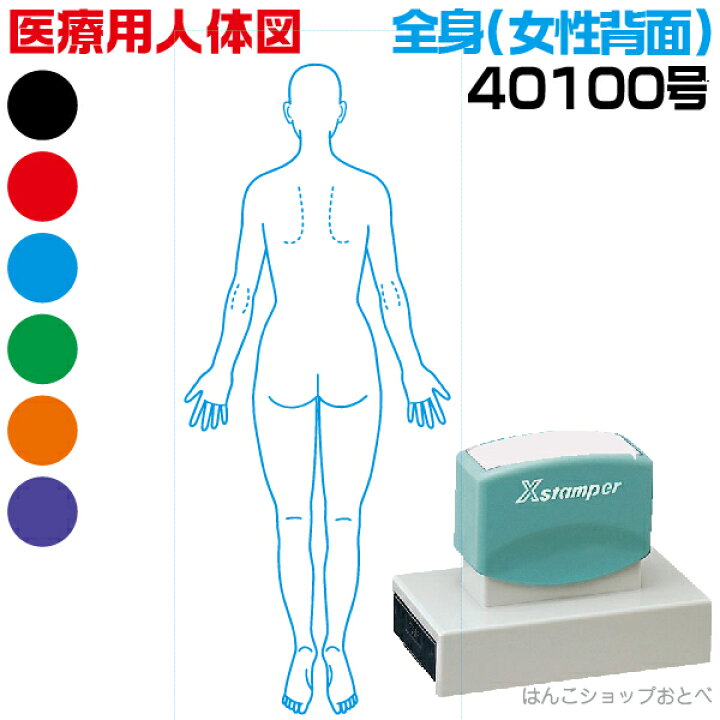 楽天市場 人体図 シャチハタ 医療用人体図 全身 女性背面 角型印 号 医療 スタンプ 本州送料無料 カルテ 病院 検査 はんこ 印鑑 ハンコ しゃちはた 書類 医療専門 先生 医者 開業 簡単 文房具 イラスト 薬 オーダー 40 100 浸透印 文具 事務用品