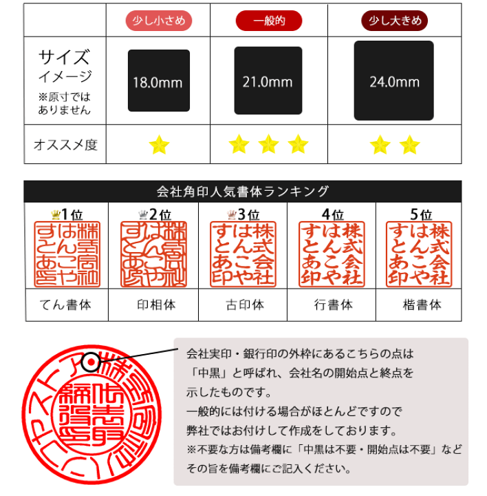 楽天市場】法人印鑑 印鑑・はんこ/上柘印鑑 角印 21.0mm 天丸 法人