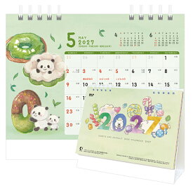 【送料無料（メール便のみ）】カレンダー 2027年版 卓上タイプ 卓上 スイーツ＆アニマル(ポケット付) MM-29 [2027 カレンダー 卓上カレンダー イラスト かわいい ポイント消化]