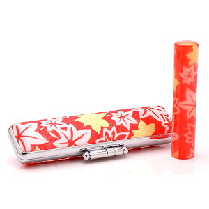 送料無料◆印鑑 はんこ 和ざいく・なごみざいく印鑑 ピンク系 WR-47 もみじ 印鑑ケースセット(印材:12mm ケース:12mm用) [銀行印 認め印 認印 名前 ハンコ 判子 印鑑ケース付き セット かわい