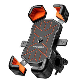 色：オレンジ ROCKBROS(ロックブロス)スマホホルダー 自転車 携帯ホルダー 片手操作 1秒ロック スマホアーム 4.5-7.2インチに多機種対応 滑り止め 振動吸収 スマホスタンド ABS*PC 360度回転可能