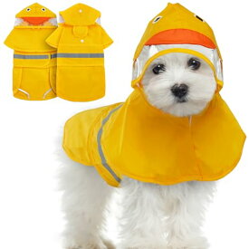 色：イエロー サイズ：L IECOii 犬用レインコート 犬 カッパ 着脱簡単 梅雨対策 防水 軽量 フード付き 散歩用 小型犬 中型犬