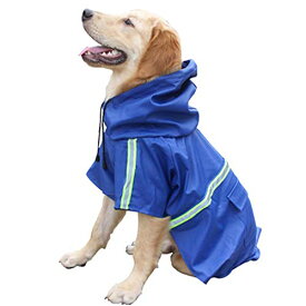 色：ブルー サイズ：L SEHOO犬のレインコート ポンチョ 柴犬 中型犬 ライフジャ ケット 小型犬 大型犬 ペット用品 雨具 防水 軽量 反射テ ープ付き (L, ブルー)