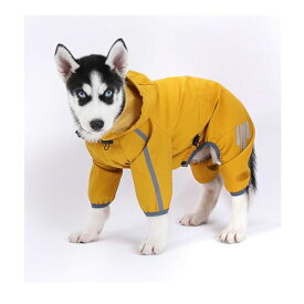 色：黄色 サイズ：M 犬 レインコート 雨具 犬カッパ ペットレインコートカッパ 雨合羽 防水 防風 帽子付き 反射条付き 散歩用犬服 着脱簡単 小型犬 中型犬 大型犬 軽量 通気 快適 完全防水