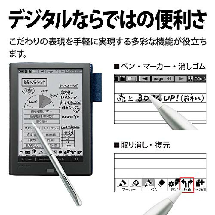 楽天市場】シャープ 電子ノート 電子メモ WG-PN1 手帳機能付き Eink 
