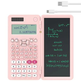 NEWYES 関数電卓 電卓付き電子メモパッド 417関数・機能 充電可 微分積分・統計計算・数学自然表示 4ライン表示 関数計算機 数学電卓 折りたたみ式 建築現場 物理 大学用 991ES Plus ピンク
